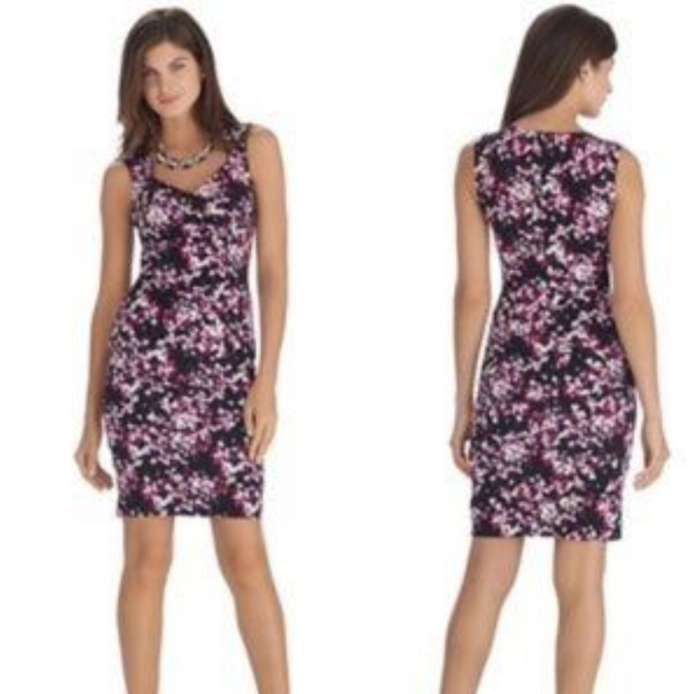 White House Black Market Black and Pink Floral Sheath Dress